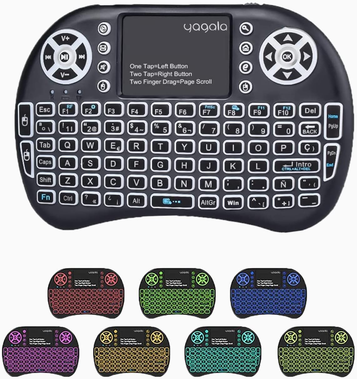 Backlit Mini Keyboard with Touchpad Mouse, Portable 2.4GHz Wireless for iPad, PC, Android TV Box