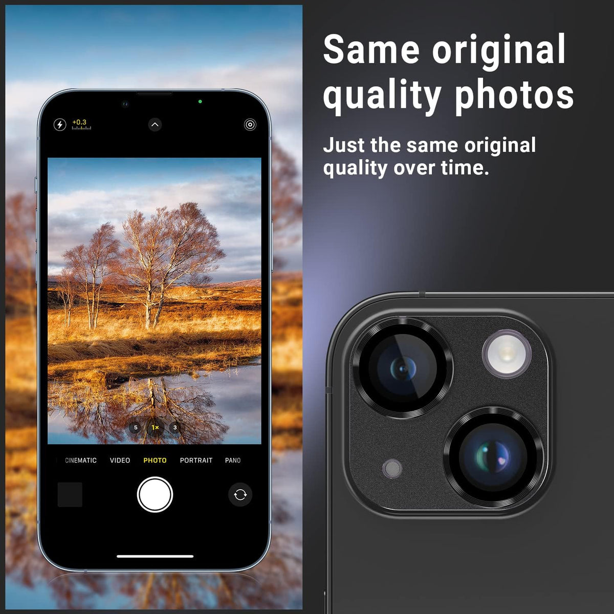 2 Pack Camera Lens Protector for iPhone 14/iPhone 14 Plus, Anti Scratch HD Tempered Glass Cover, Aluminum Alloy Case