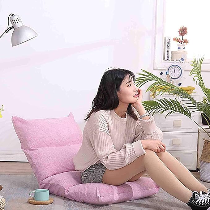 Floor Gaming Chair Fold Up Balcony Chair Tatami Mat Window Seat Cushion Back Support Chair Ergonomic Cushions for Bed (Color : Blue)