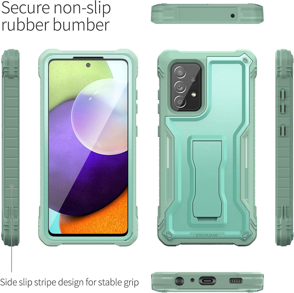ExoGuard for Samsung Galaxy A52 Case - Rubber Shockproof Full-Body Cover with Screen Protector