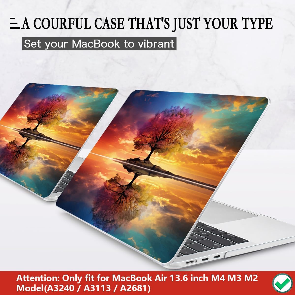 CISSOOK Compatible with MacBook Air 13.6 inch Case 2025 2024 2023 2022 Release Model A3240 A3113 A2681, Protective Plastic Hard Shell Case Cover for MacBook Air 13 inch M2 M3 M4, Tree Landscape
