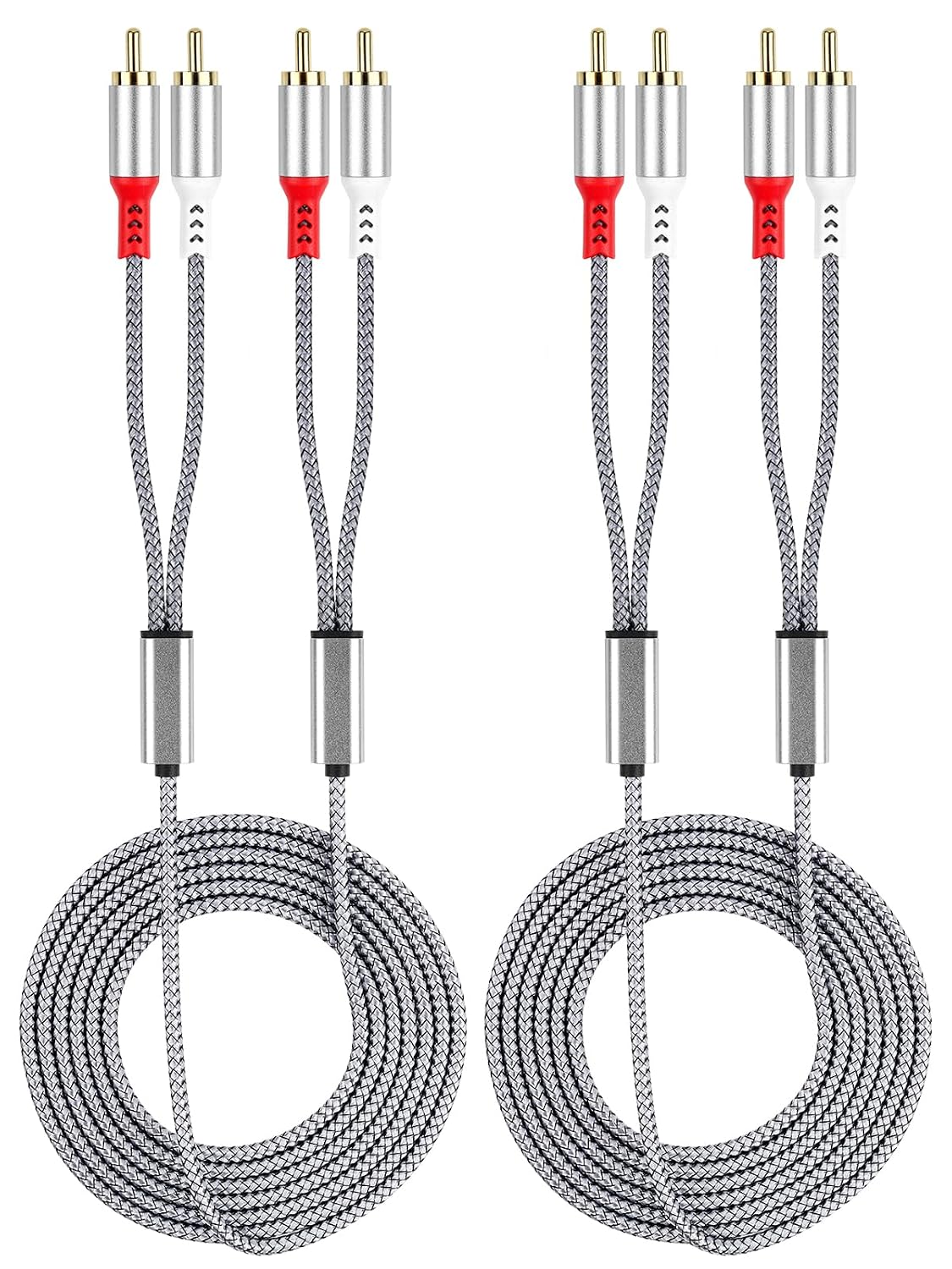 gudxfj 2 Pack 2RCA 2RCA 2 6.6Ft to Cable RCA Male Hi-Fi Systems Audio Stereo Subwoofer Cable Nylon-Braided Auxiliary