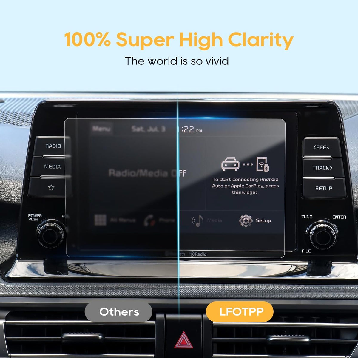 LFOTPP 2 PCS Control Screen Protector for 2021+ Seltos, 8-Inch HD Crystal Clear Infotainment Navigation Touch Film