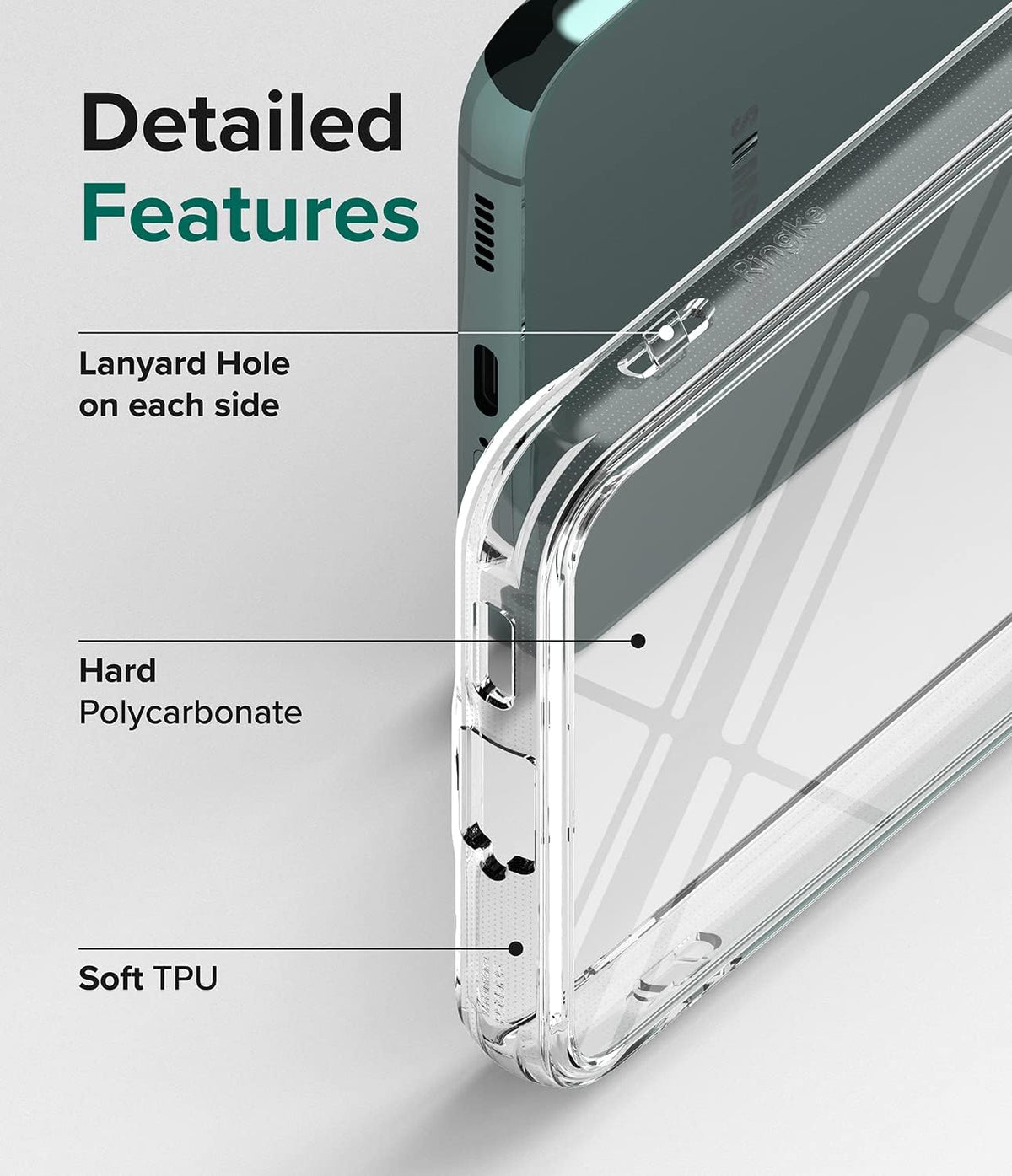Ringke Fusion Case for Samsung Galaxy S22 Plus 5G (2022), Clear Anti-Yellowing Hard Back with Shockproof Bumper Cover
