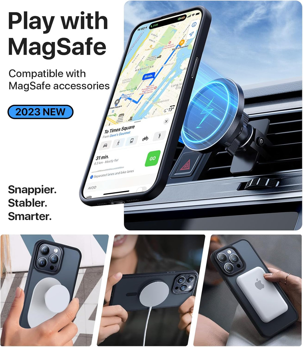 iPhone 15 Pro Case - Slim Translucent Matte, Shockproof, Military-Grade, Strong Magnetic, Compatible with MagSafe,
