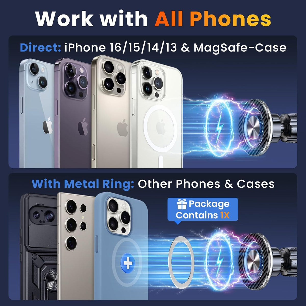 for MagSafe Car Mount Magnetic Phone Holder for Car [2025 Upgraded 22X Magnets & Double-Hooks] Phone Holders for Your Car Stand for Dashboard Vent GPS for iPhone 16/15/14/13/12 Android etc