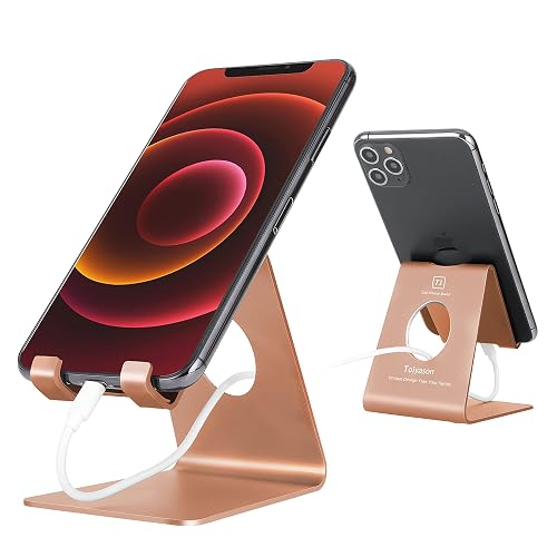 Toiyason Cell Phone Stand Desk Phone Holder, Cradle, Dock, Compatible with All 4-8inch Phones, Office Kitchen Traveling Accessories T1 Rose Gold