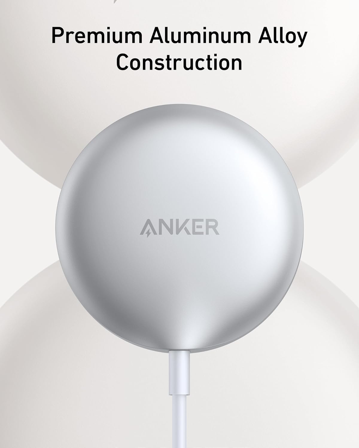 Anker MagSafe Charger Compatible, MagGo Magnetic Wireless Charger (Pad), Qi2 Certified 15W for iPhone 15/15 Plus/15