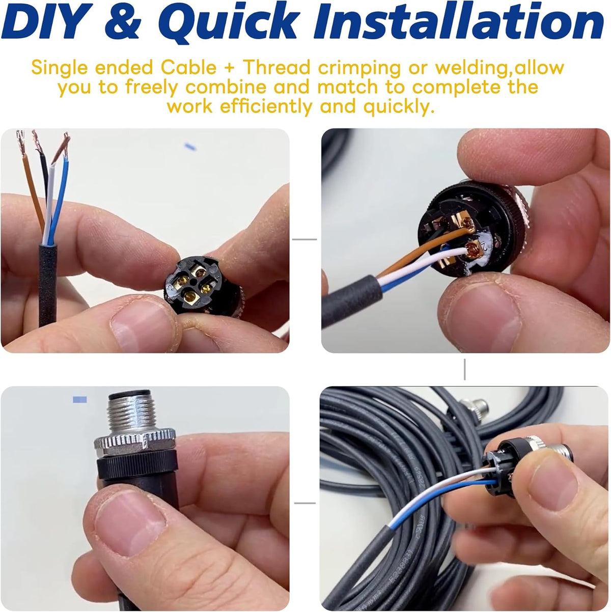M8 4 Pin Male Socket Panel Aviation Wire, 8mm Industrial Circular Sensor Connector Cable, 6.5Ft/2M