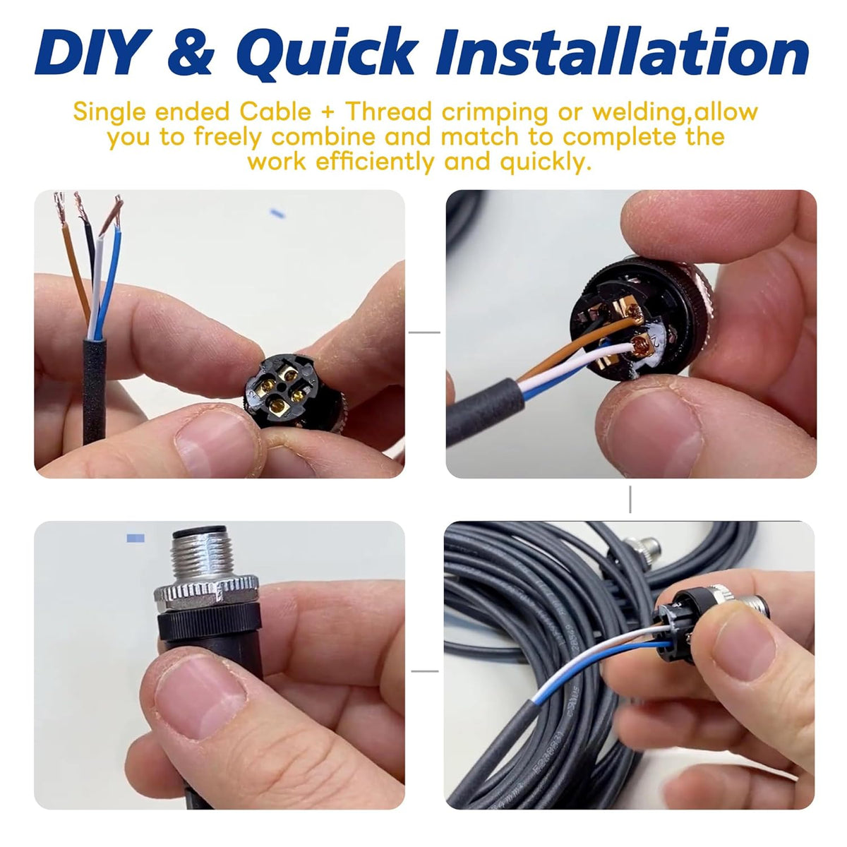 M8 3 Pin Male Socket Panel Aviation Connector Cable, 8mm Shielded Outdoor Waterproof IP67 A Coding 6.5Ft/2M