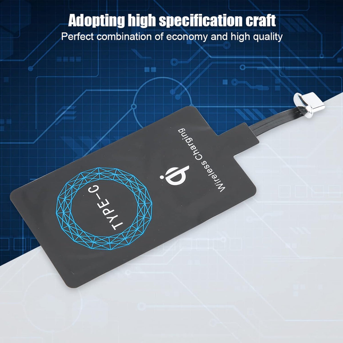 2PCS Type C Wireless Charging Receiver, Fast Self Adhesive Sticker Charger for Mobile Phone Android Device