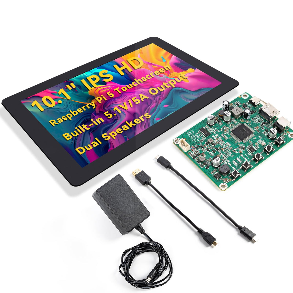 Sunfounder Latest 10 Inch Diy Touch Screen All-In-One Solution For Raspberry Pi 5, Ips Hd 1280X800 Lcd, Built-In 5.1V/5A Output,