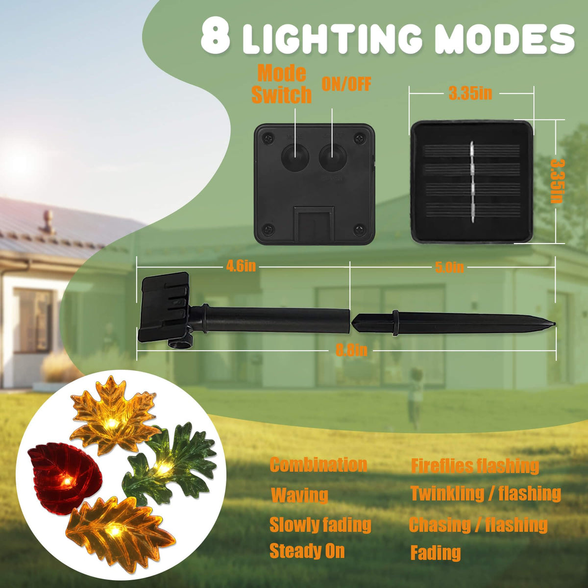 enlaceray Solar String Lights Fall Leaf String Lights Outdoor Garden Decor Light Waterproof Yard Thanksgiving Christmas Fairy Lights 40LED 14ft