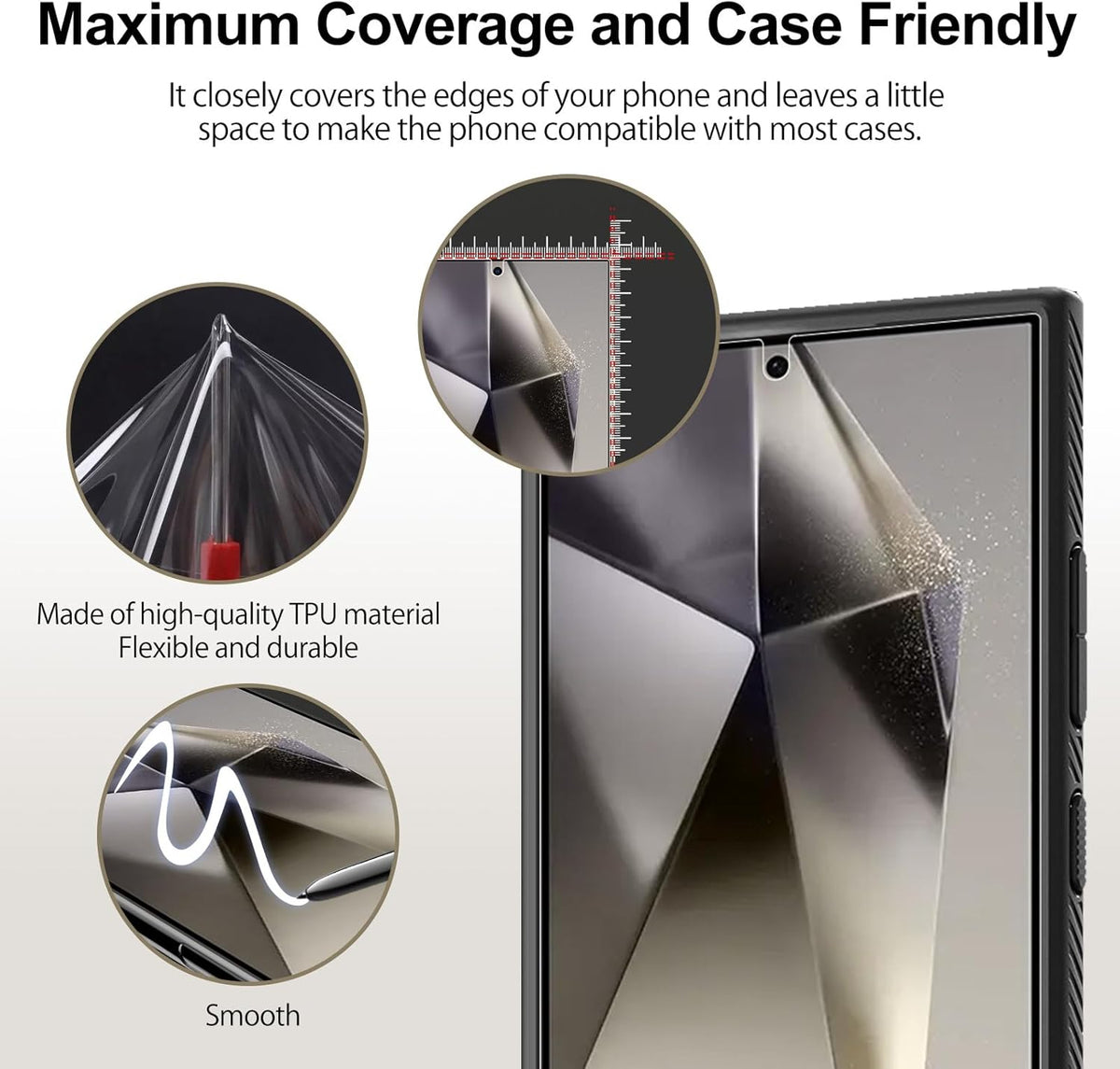 Samsung Galaxy S24 Ultra Privacy Screen Protector, Anti-Spy Flexible TPU Film [2 Pack], Full Coverage, Case Friendly