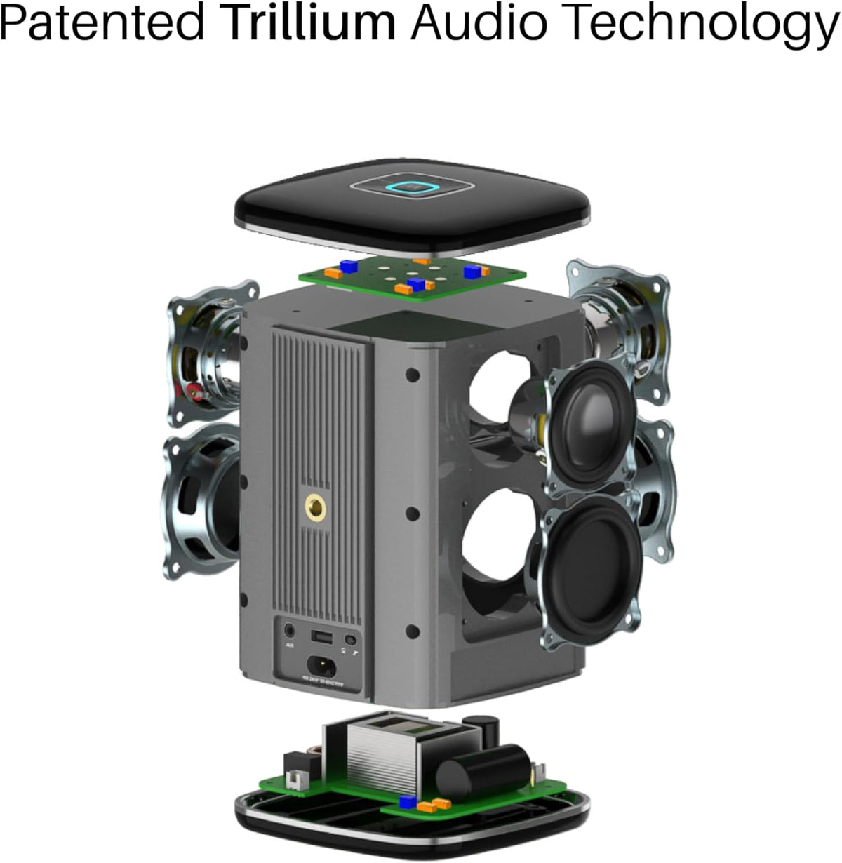 RIVA Upgraded Arena Wi-Fi Bluetooth Hi-Fi Speaker, 6 Drivers, 50W, Multiroom Music System, Supports Airplay 2, Chromecast, Spotify, Tidal and More Streaming (Black)