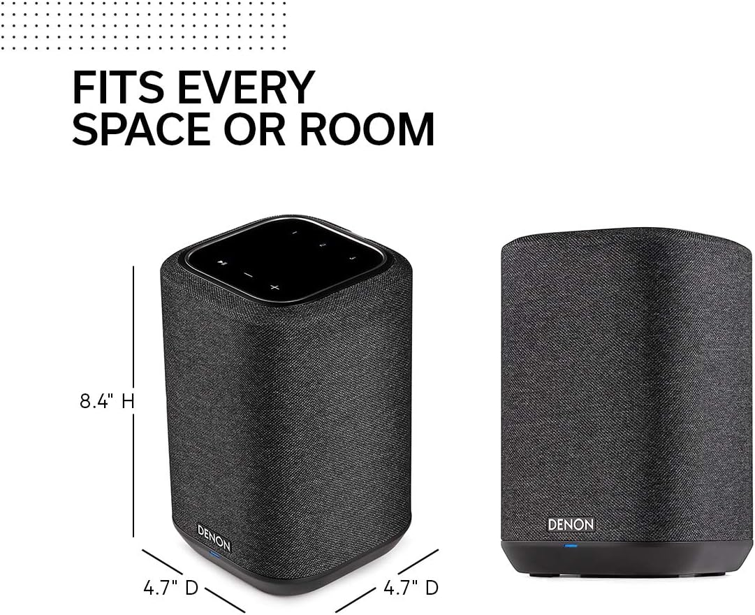 Denon Home 150 Wireless Smart Speaker – Compact Design, Wi-Fi & Bluetooth, HEOS Built-in, Alexa Built-in, Siri & AirPlay 2, Spotify Connect, Multi-Room Support, Black