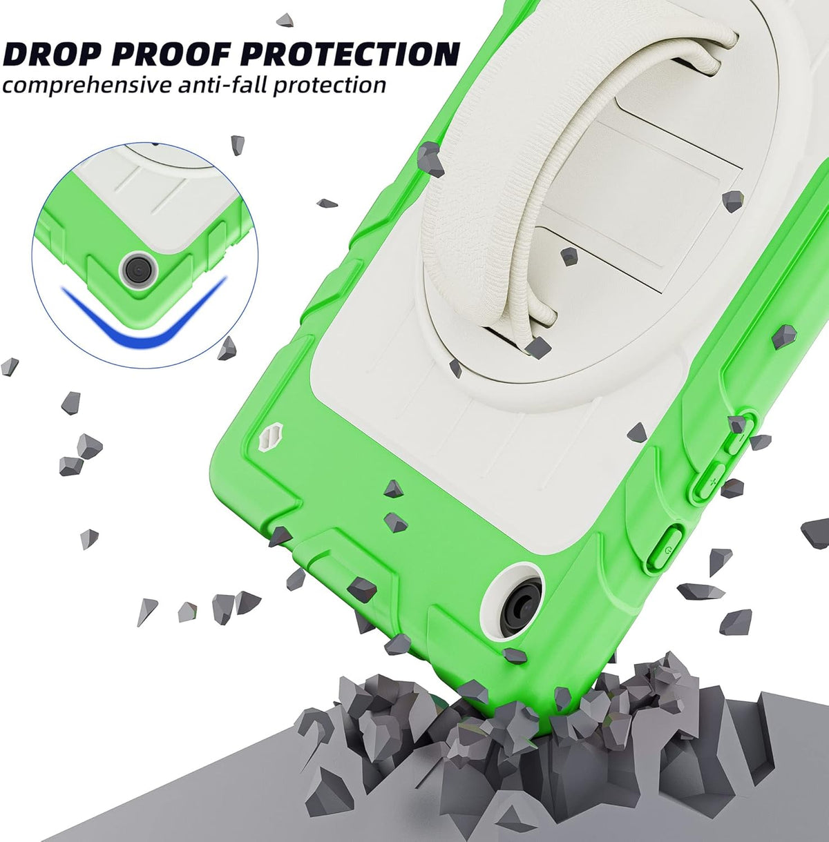 for Samsung Galaxy Tablet A8 Case 10.5 inch 2022 SM-X200/X205/X207 with Screen Protector [360 Rotating Stand] &Hand Shoulder Strap Shockproof Rugged Protective Cover|Green&Beige