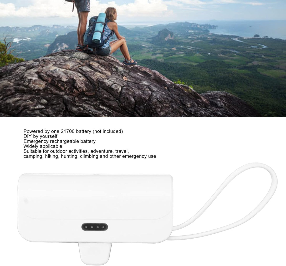 Mini Portable Charger with Built-in Cable, Multifunction Safe Mini Phone Charger for Outdoor Emergency Camping