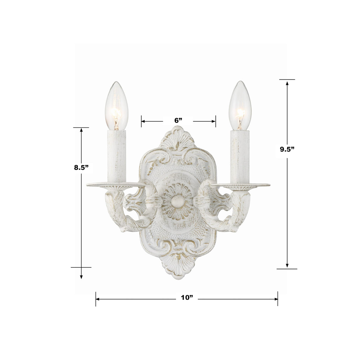 Crystorama Paris Market 10'' Antique White Sconce