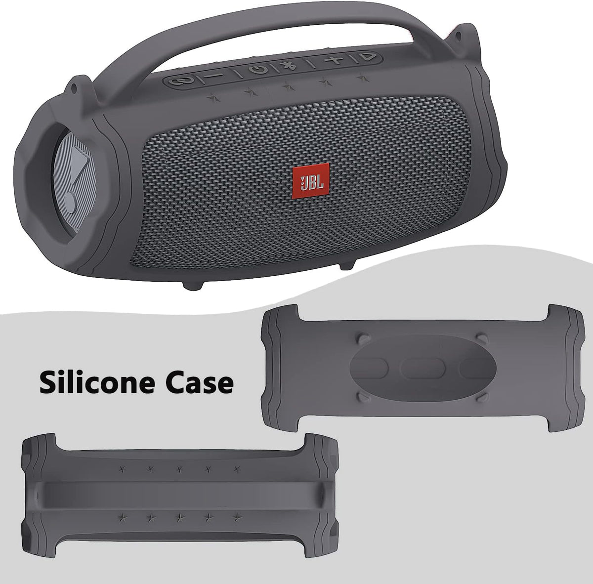 Silicone Cover Case Compatible with JBL Charge 4/Charge 5, Soft Skin Sleeve for Bluetooth Speaker Accessories (Gray)
