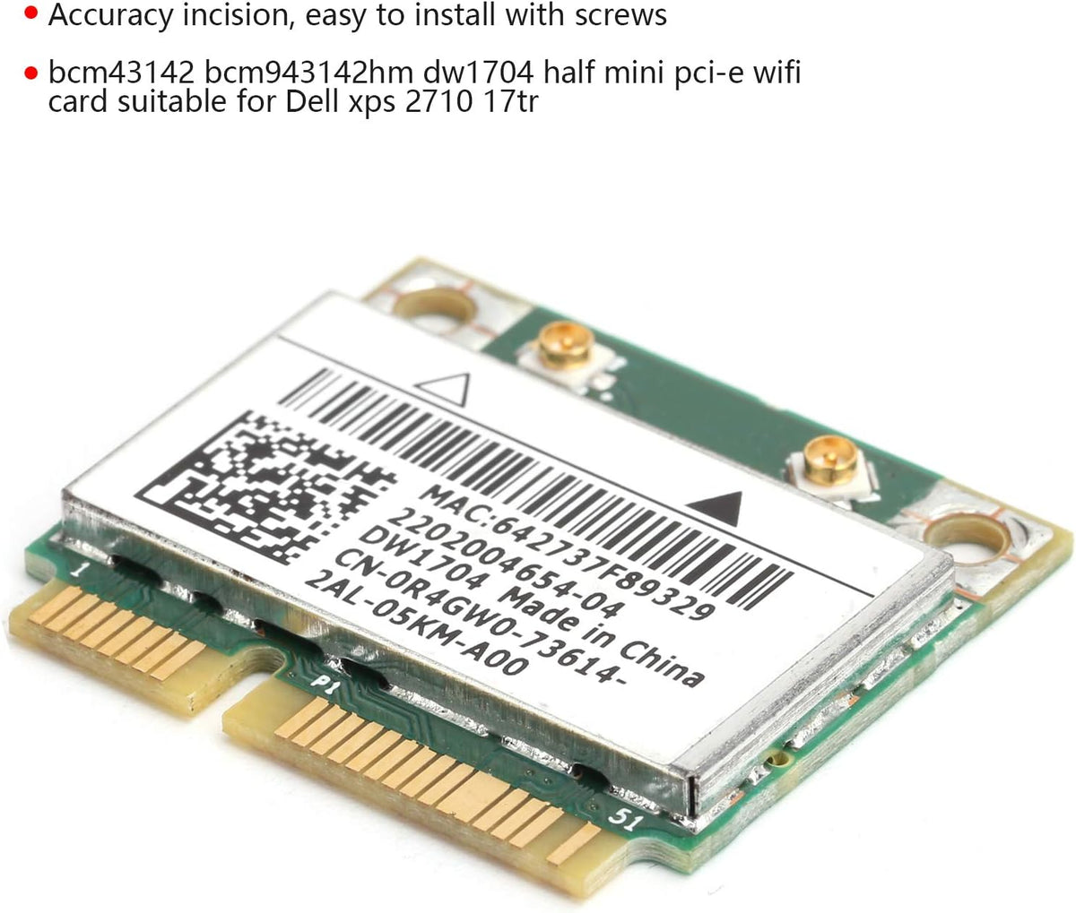 Mini Wireless Network Card, bcm43142 bcm943142hm dw1704 Mini PCIe WiFi Bluetooth 4.0 Card for Dell