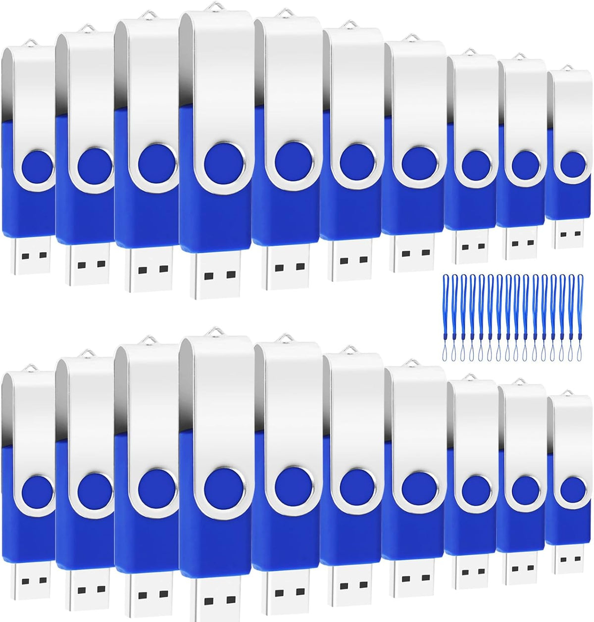 USB 8GB Bulk Flash Drives 50 Pack, EASTBULL USB 2.0 Swivel Thumb Drives Pack Metal USB Drives Fold Storage (Blue)