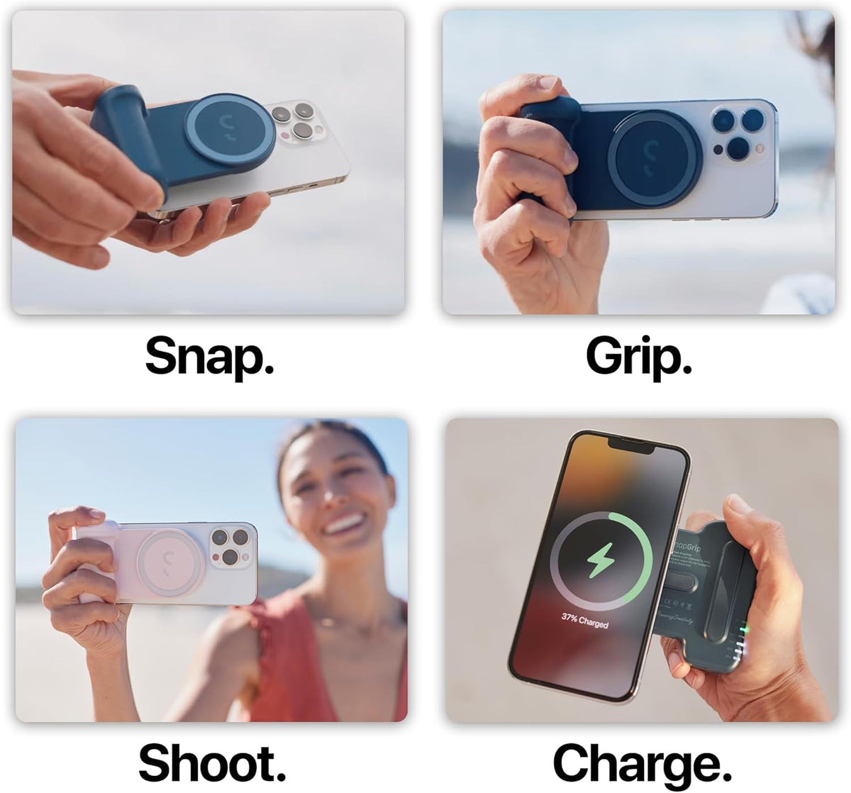 ShiftCam SnapGrip Creator Kit for Content Creators – Includes SnapGrip, SnapLight, Tripod SnapPod – Vlogging Kit for iPhone & Android – Magnetic Mount | Blue Jay