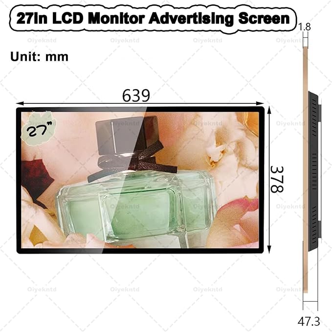 Commercial Digital Signage Display Advertising Media Player Portrait and Landscape Digital Signage Player Smart Split Screen for Restaurants Cafes Salons &amp Shops 27in