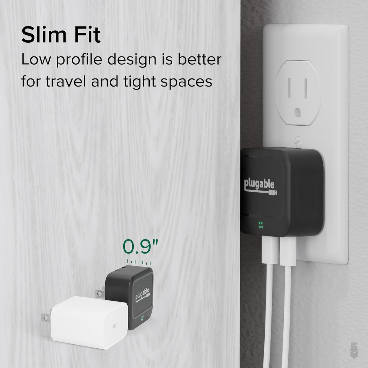 Plugable Dual USB C Wall Charger, 40W Foldable 2-Port Flat USB C Fast Charger Block, USB-C Power Adapter for iPhone 15,