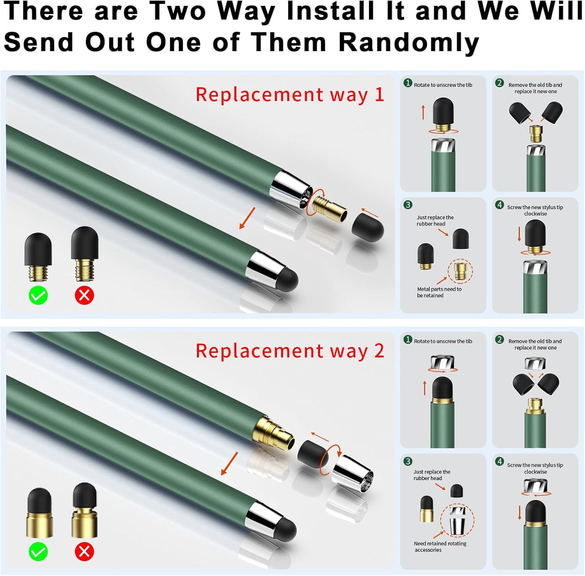 Stylus Pen for Touchscreen,5 PCS Stylus,2-in-1 Stylus Pen for iPad, High Sensitivity Precision Suitable for All Touch Screens of iPhone/ipad/Android Tablet(Black/White/Gray/Gold/Dark Green)