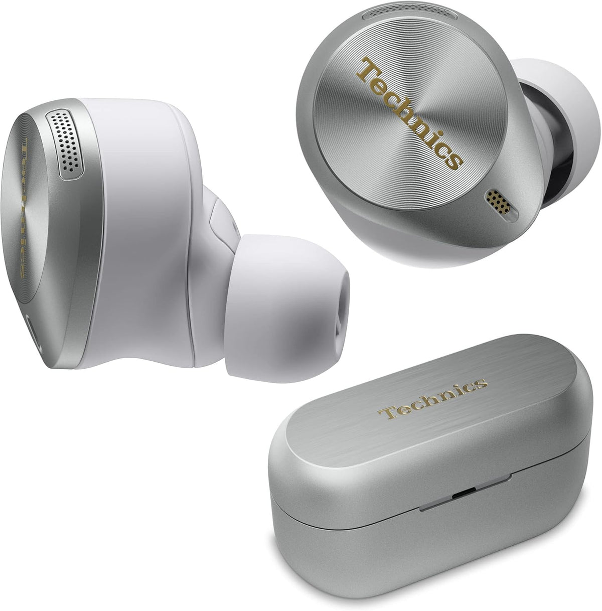 Technics Premium Hi-Fi True Wireless Bluetooth Earbuds with Advanced Noise Cancelling, 3 Device Multipoint Connectivity, Wireless Charging, Hi-Res Audio + Enhanced Calling - EAH-AZ80-S (Silver)