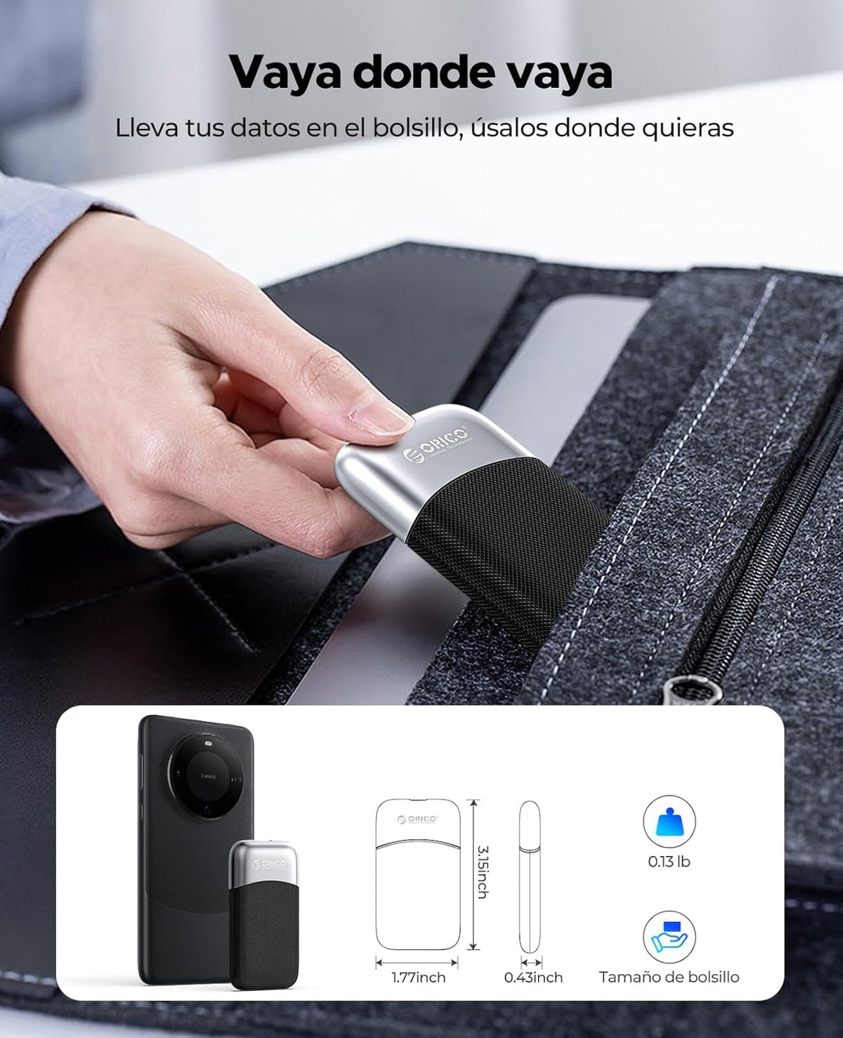 ORICO 2TB External SSD Up to 2000MB/s, Portable Solid State Drive with 20Gbps USB C&A Cable, Reliable Storage for Type-C Smartphone, Tablets, Laptops, USB 3.2 Gen 2x2- M20