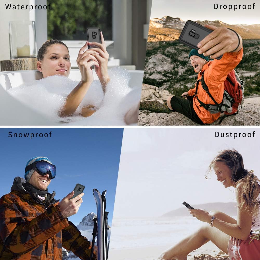 Lanhiem IP68 Waterproof Dustproof Case for Samsung Galaxy S9+ Plus, Built-in Screen Protector, Rugged Full Body