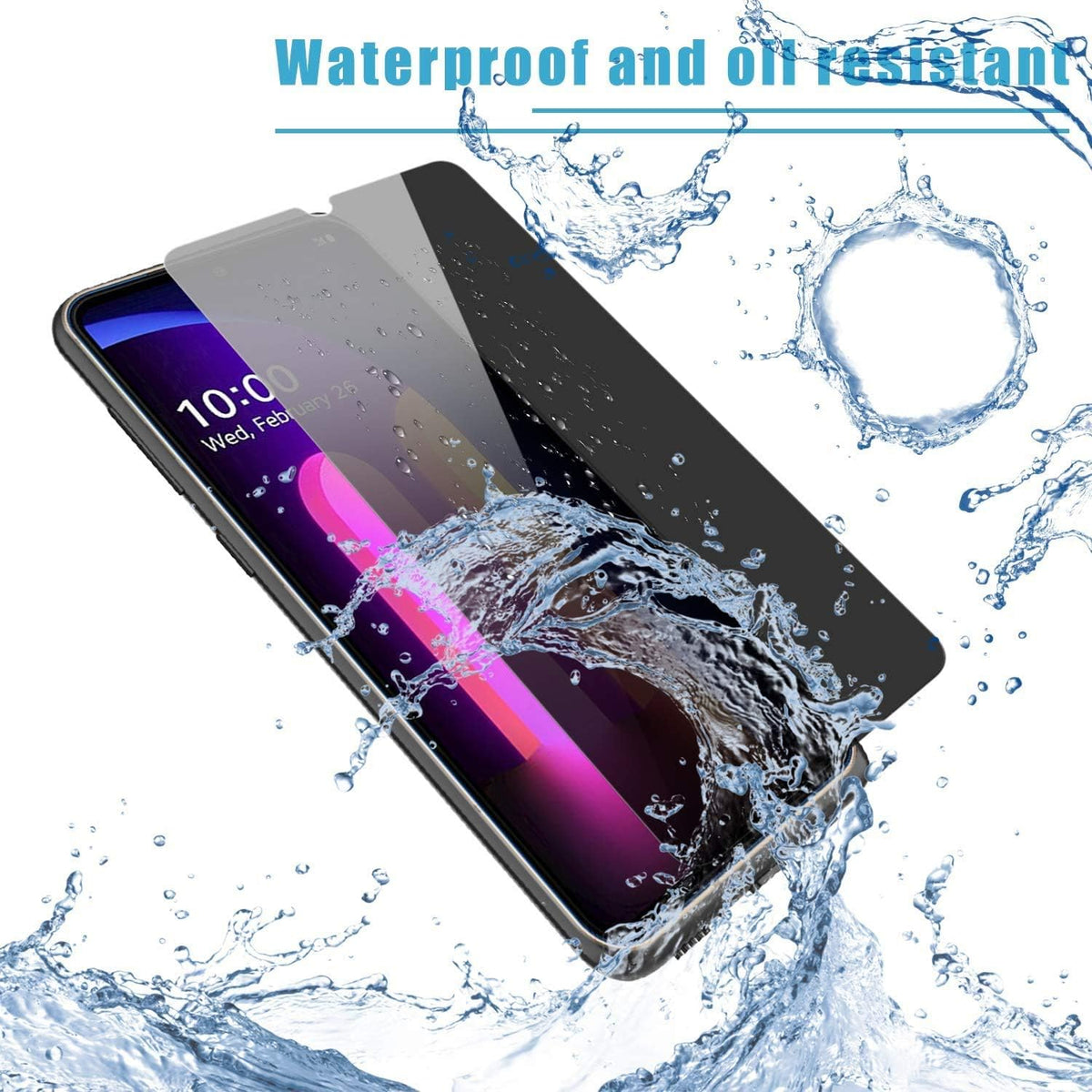[2-Pack] Privacy Anti-Spy Case-friendly Tempered Glass Screen Protector for LG V60 ThinQ 5G