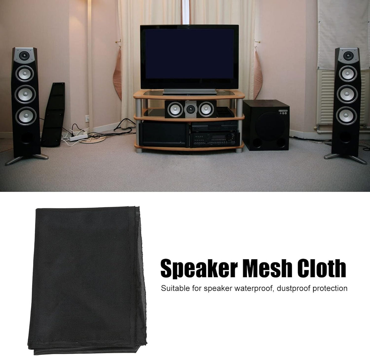 Estink Speaker Grill Cloth - Polyester Breathable Mesh Fabric Protector for Home Speakers Media Cabinet Stage