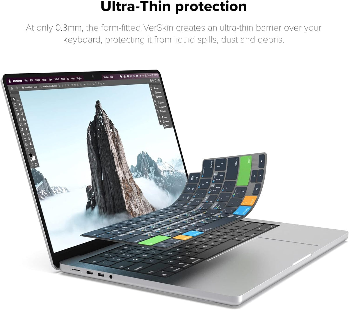 JCPal Adobe Photoshop Shortcut Guide Keyboard Cover for Apple MacBook Pro 14 inch and MacBook Pro 16 inch (M1-M4 Models) and MacBook Air 13 inch and MacBook Air 15 inch (M2-M4 Models) (US-Layout)