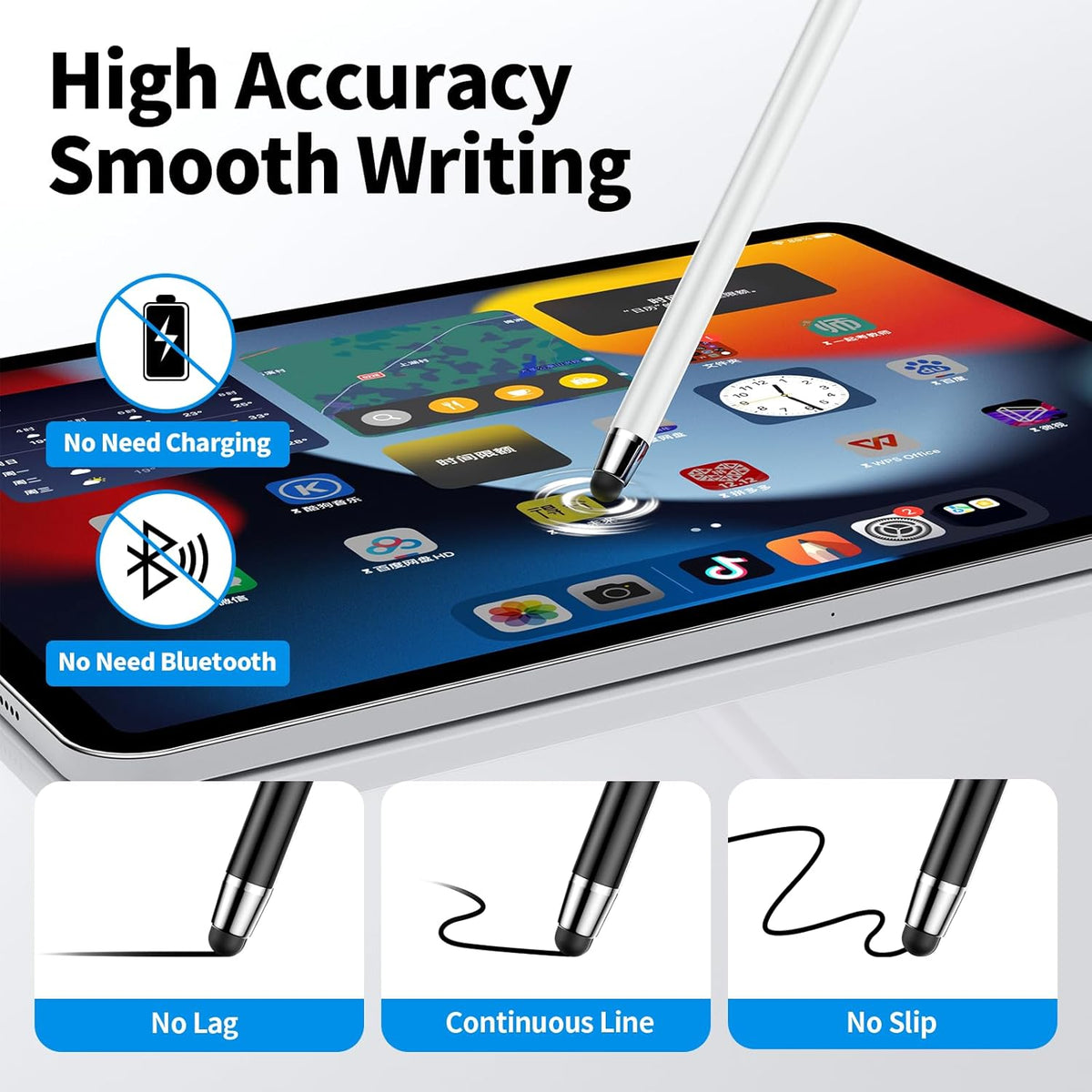 10 PCS Stylus,Stylus Pen for Touchscreen,Stylus 2-in-1 High Sensitivity & Precision Suitable for All Touch Screens of iPhone/ipad/Android Tablets(10 Stylus Pen Withe/Black + 20 Tips)