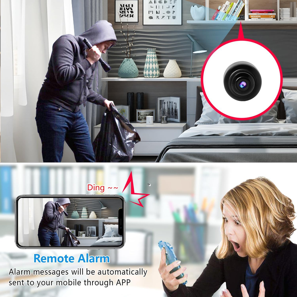 New Smallest Wireless WiFi Camera, HD1080P Mini Concealed Detector, Portable Baby Monitor, Pet Nanny Cam with Night