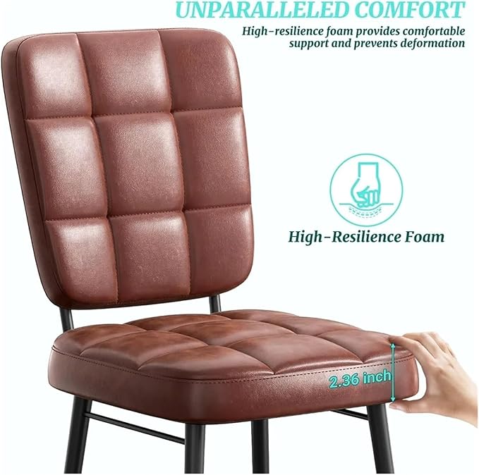 Adjustable Office Computer Chair with Armrest 2pcs Leather Upholstered Dining Chairs with Thick Cushion High Backrest and Metal Legs(Turmeric)