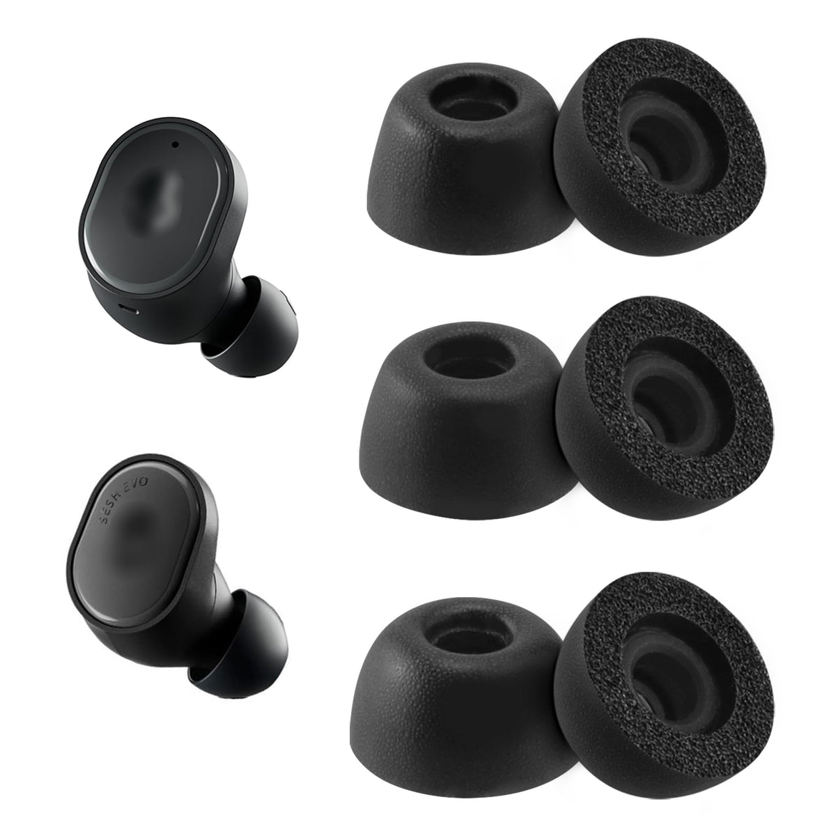 NANLANFAN Replacement Foam Ear Tips for Skullcandy Sesh ANC/Sesh Evo/Sesh ANC XT, Ultimate Comfort, 3 Pairs (S/M/L)