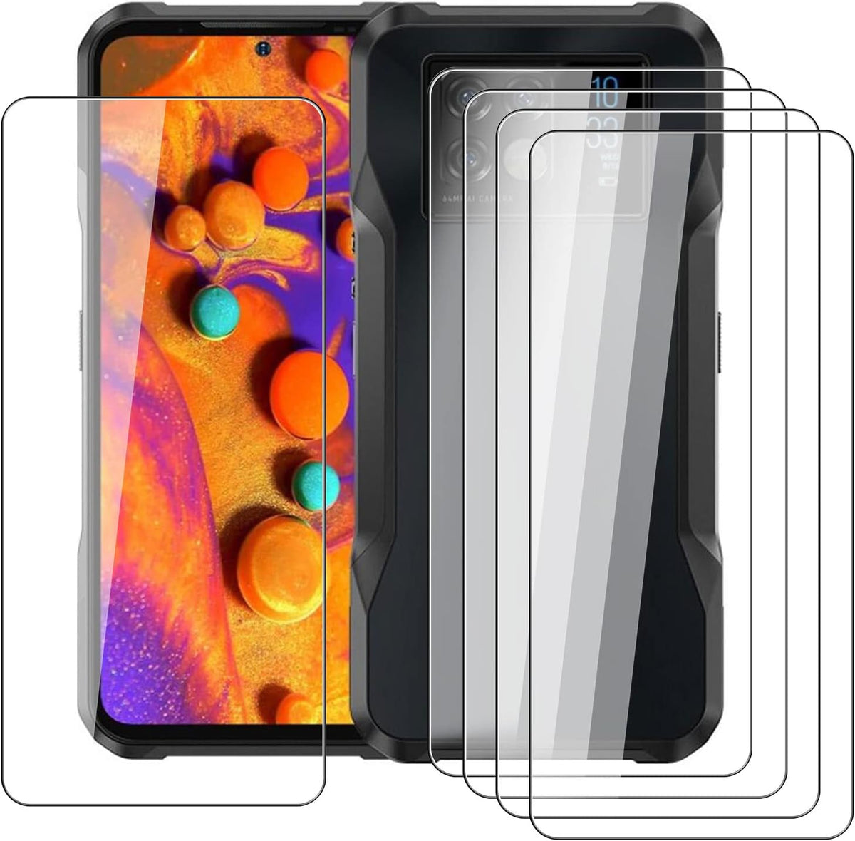 5 Pack Screen Protector for Doogee V20 5G [6.43"], 9H Hardness, Bubble Free, Scratch Resistant Tempered Glass