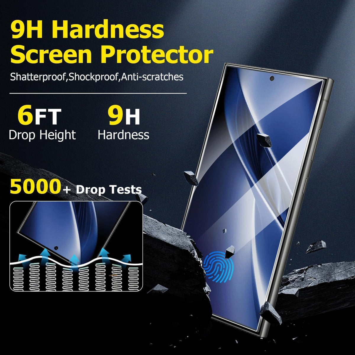 [4Pack] Screen Protector For Galaxy S24 Ultra [Tempered Glass] [Japan Glass with 9H Hardness] Fingerprint unlock with installation frame HD clear Screen Protector