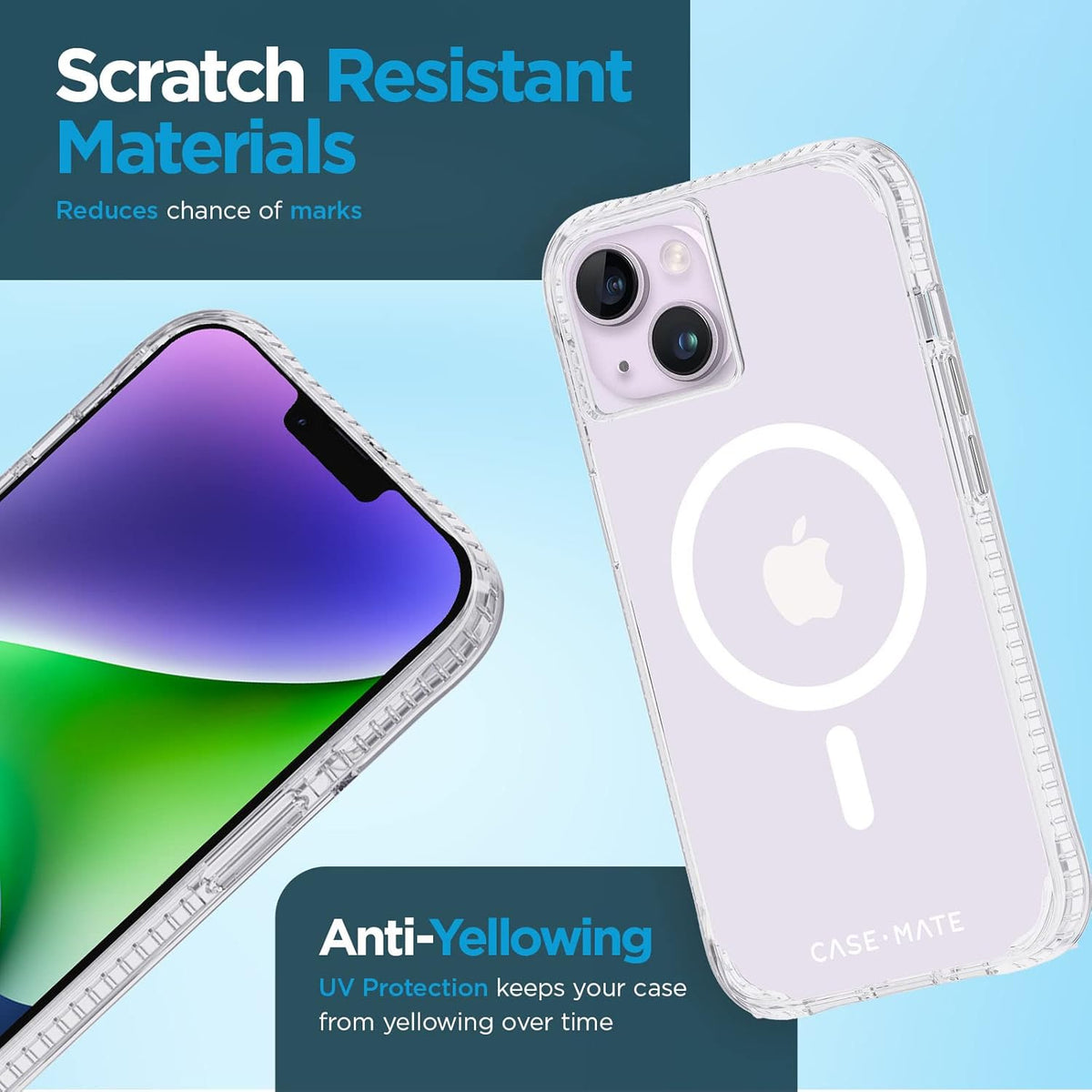 Case-Mate Tough Plus Case for iPhone 14 Plus - Clear [15ft Drop Protection][Compatible with MagSafe] Shockproof Cover