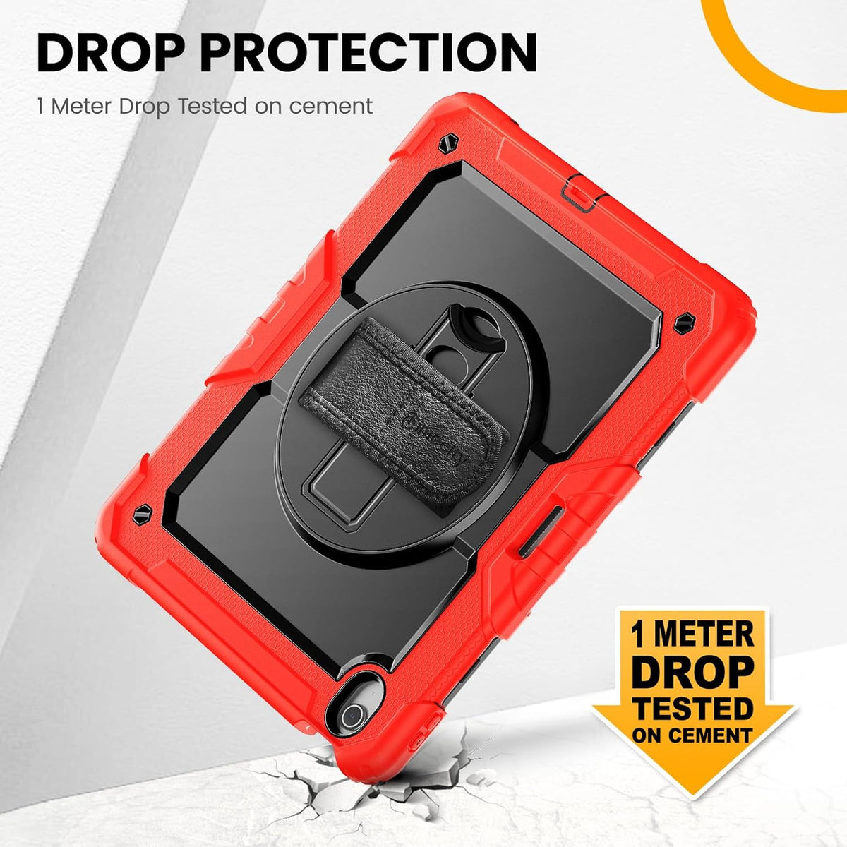 timecity for iPad Air 13 Inch Case M3 2025/ M2 2024, 360° Rotating Stand, Pencil Holder & Wireless Charging, Shockproof with Screen Protector & Shoulder Strap - for Designers & Professionals, Red