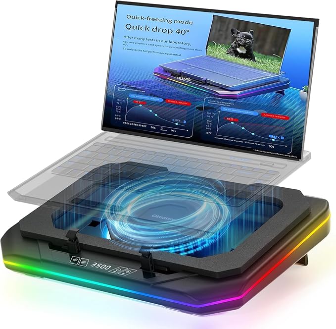 Cooling Pad for Msi Titan GT Series GT76 Titan Gaming Laptop Cooler with Powerful Turbo Cooling Fan Can Fast Cooling CPU+GPU 40°CVariable Speed6 RGB Light 3 USB-A