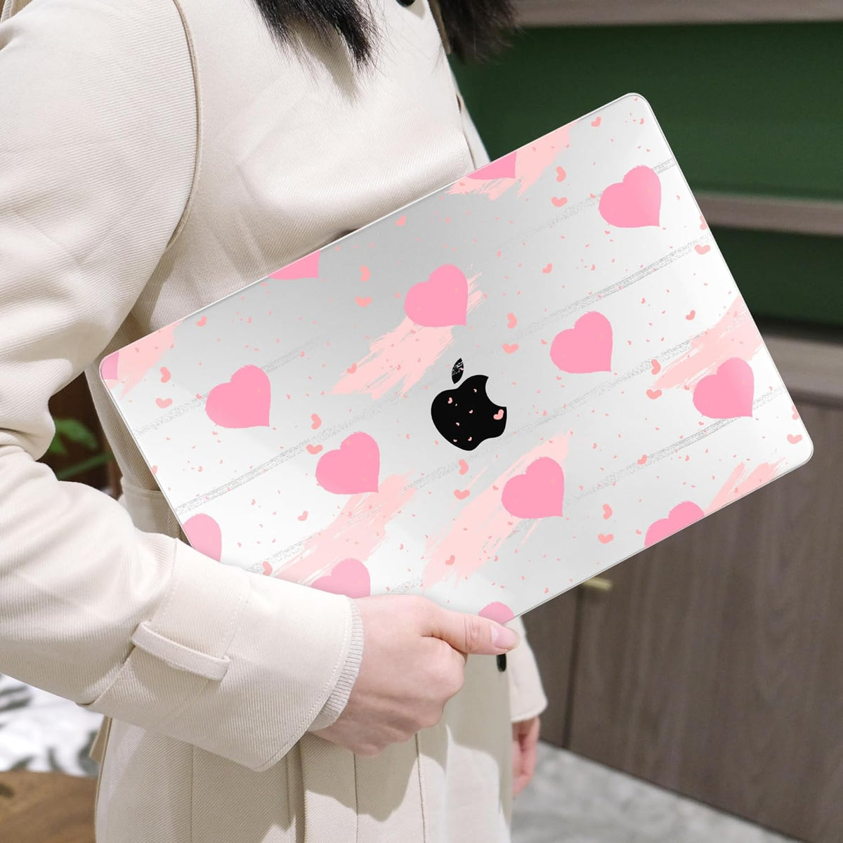 MEEgoodo Case for MacBook Pro 13 inch Case 2022 2021 2020 New A2338 M2/M1 A2251 A2289, Hard Shell with Keyboard & Camera Cover Compatible with 13 inch MacBook Pro, Watercolor Hearts & Grunge Elements