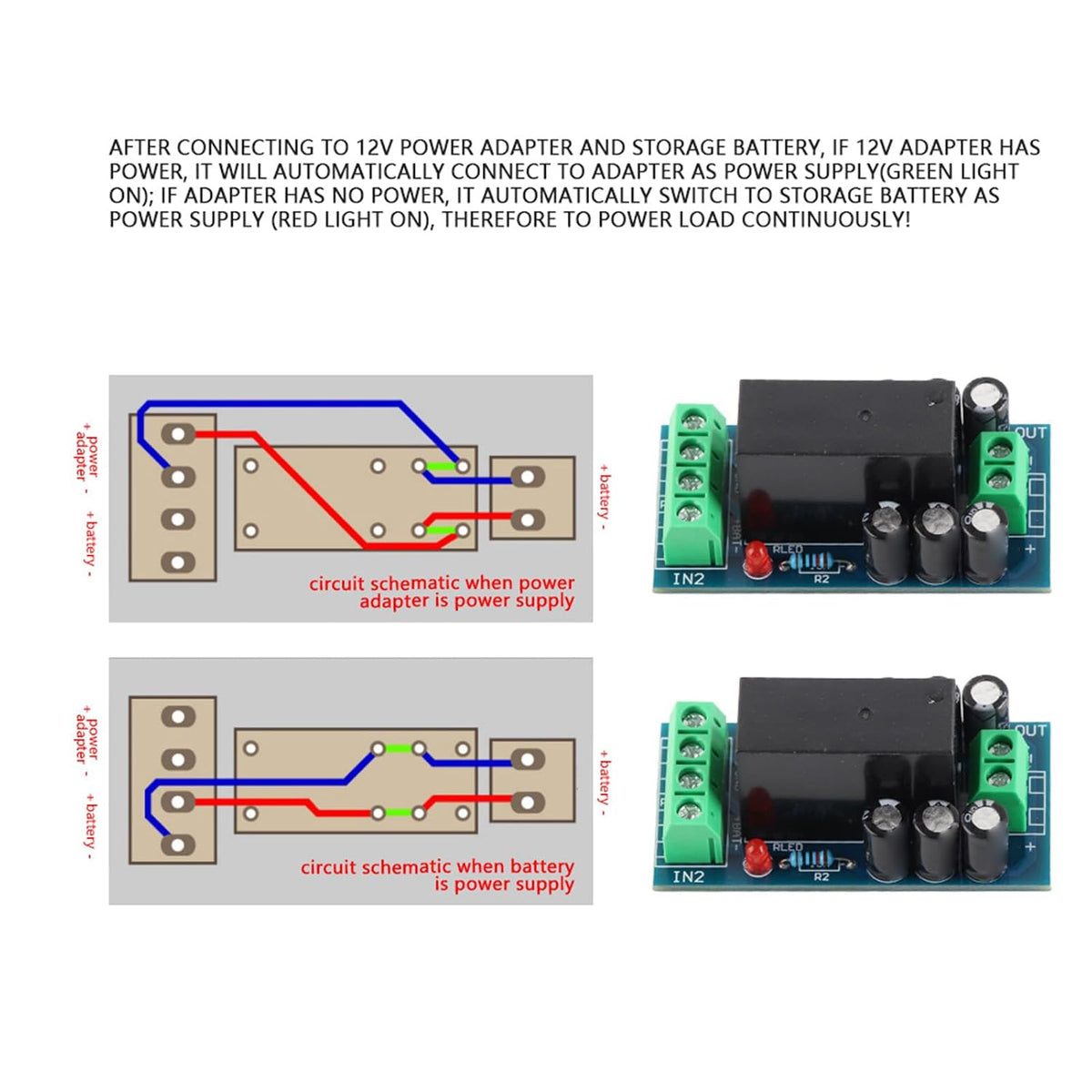 12V 12A 150W Dc Battery Backup Module Backup Battery Switch Module Dc Ac Battery Automatic Switch Module Emergency