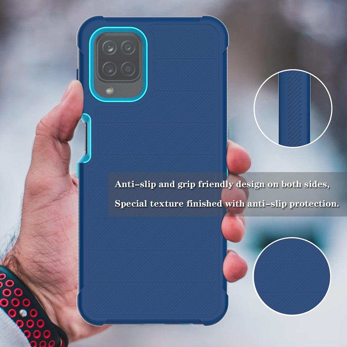 Samsung A12 Case with TPU Screen Protector, [Holster Series] Full Body Heavy Duty Protective Cover with Kickstand