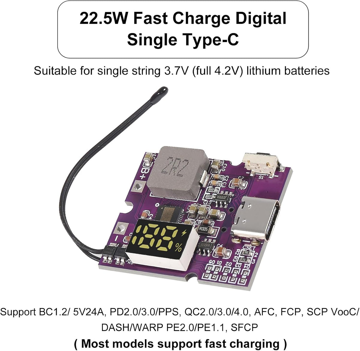 DWEII 2pcs 22.5W PD/QC3.0 2.0 Power Bank Bidirectional Fast Charging Mobile Power Module Circuit Board