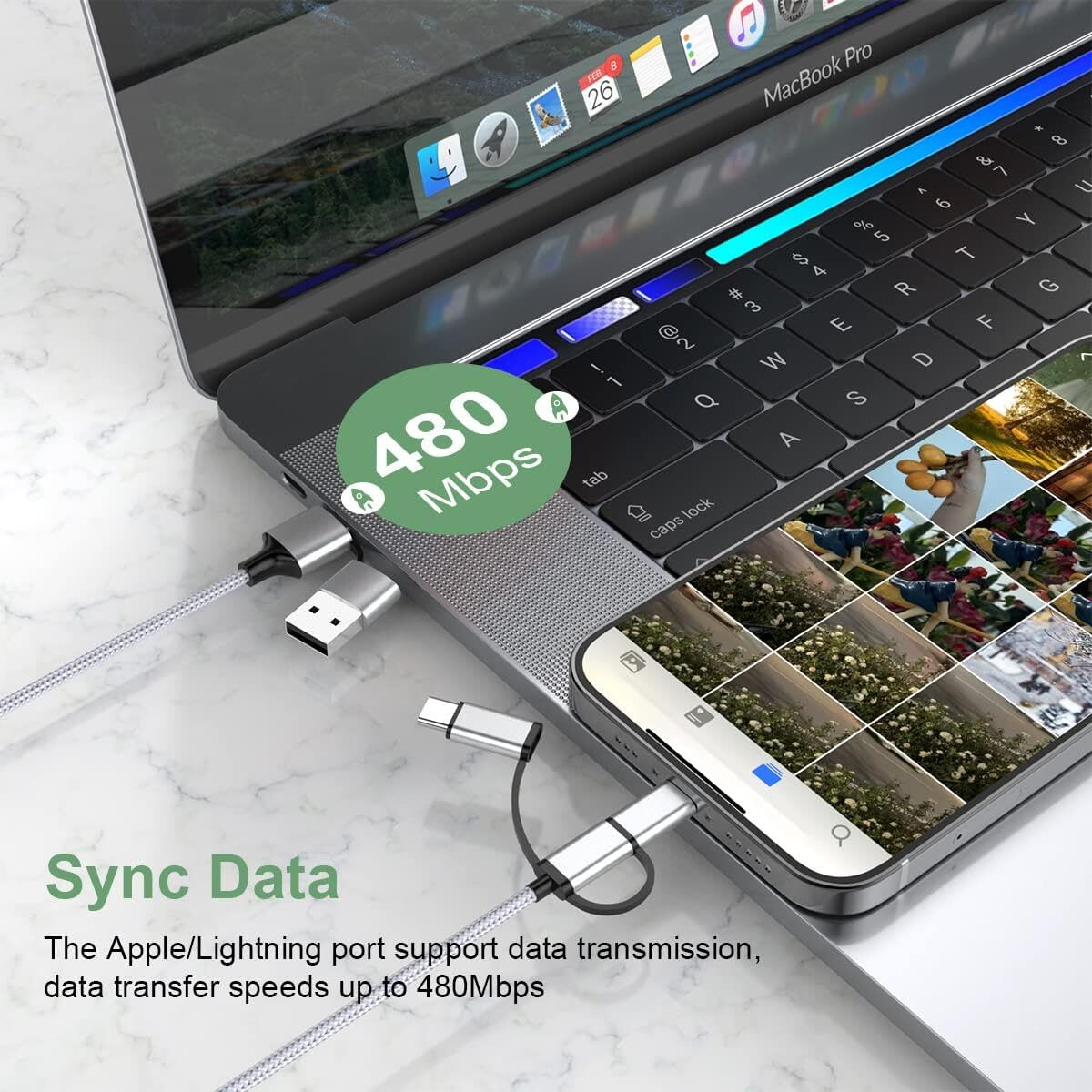 MTAKYI Multi 5 in 1 Universal USB Charging Cable, 3M/10FT USB A/Type C to Lightning+Type C+Micro USB Nylon Braided Sync